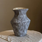 Wabi-Sabi Textured Charcoal Ceramic Artisanal Vase