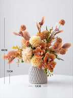 Faux Floral Arrangement - Terracotta Orchid & Multi-Bloom Mix