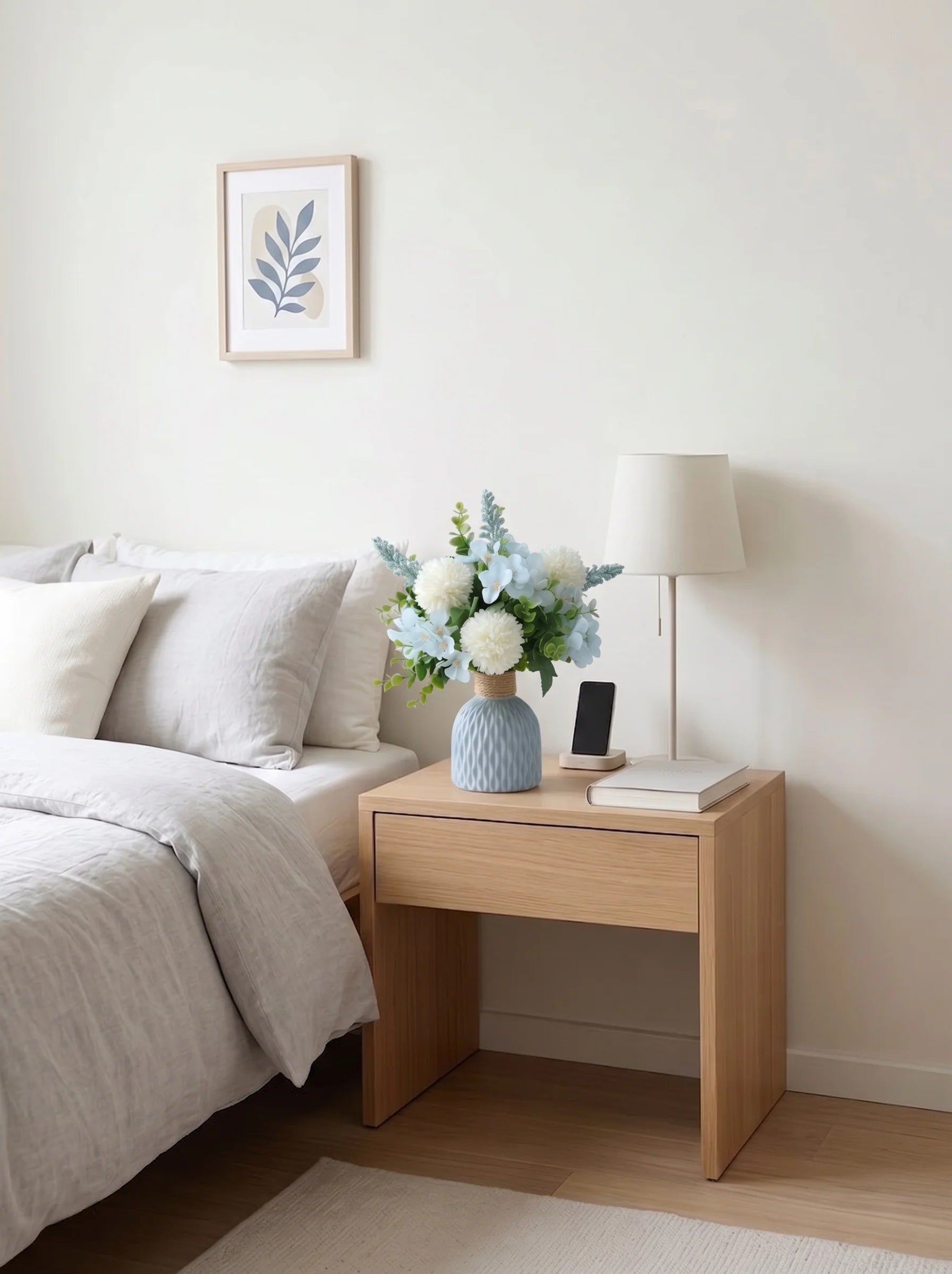 Serene Coastal Breeze Blue & White Artificial Floral Arrangement