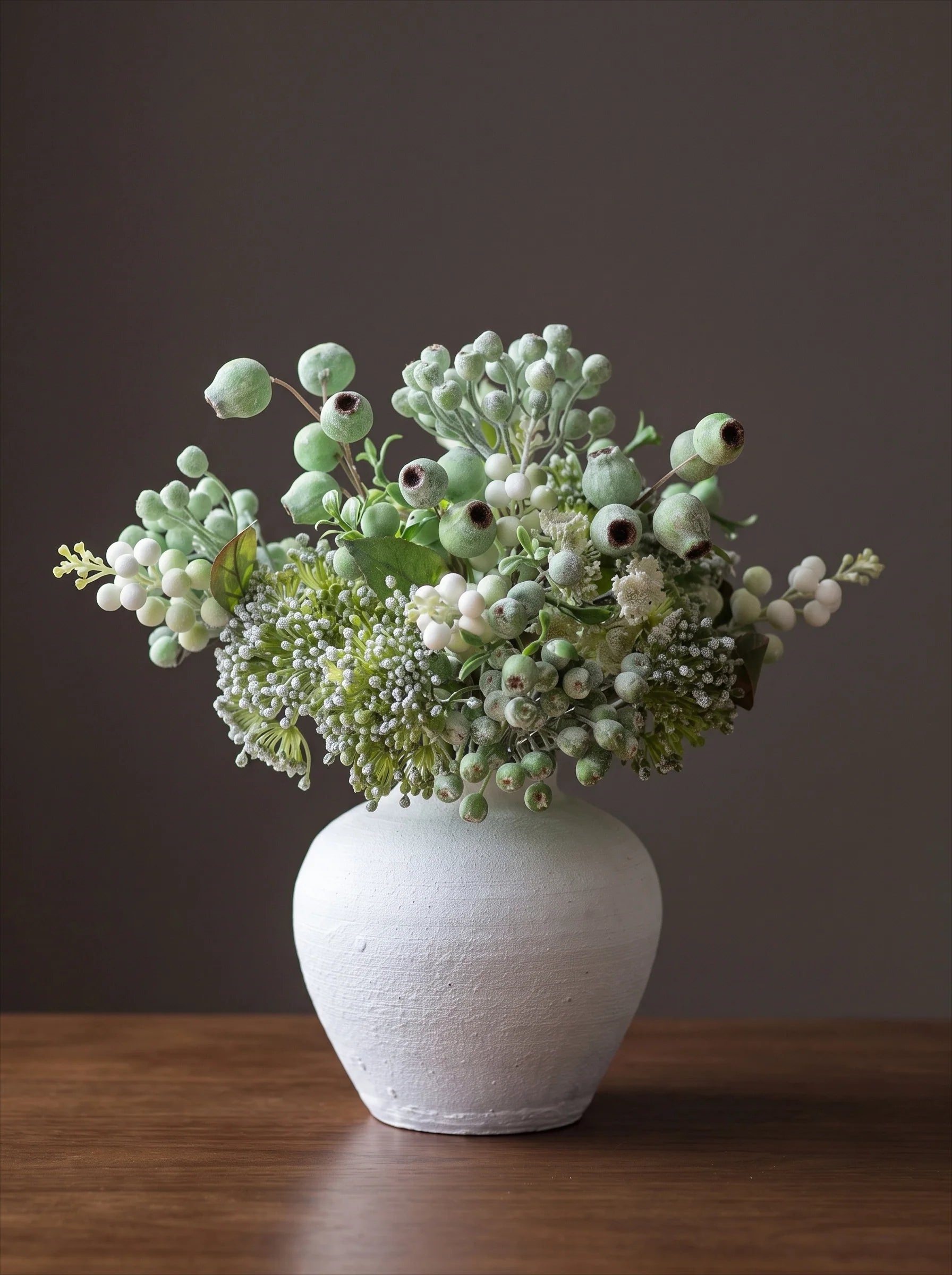 Elegant Green Faux Blueberry & Berry Branch Arrangement