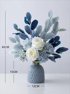 Rope Trimmed Textured Vase - Blue