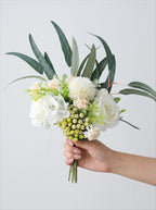 Modern Minimalist White Rose & Berry Artificial Floral Arrangement