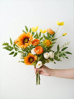 Golden Sunshine Sunflower & Ranunculus Artificial Floral Arrangement