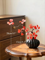 Orientalisches Luxus-Karmesinrotes Blatt Skulpturales Kunstblumenarrangement  