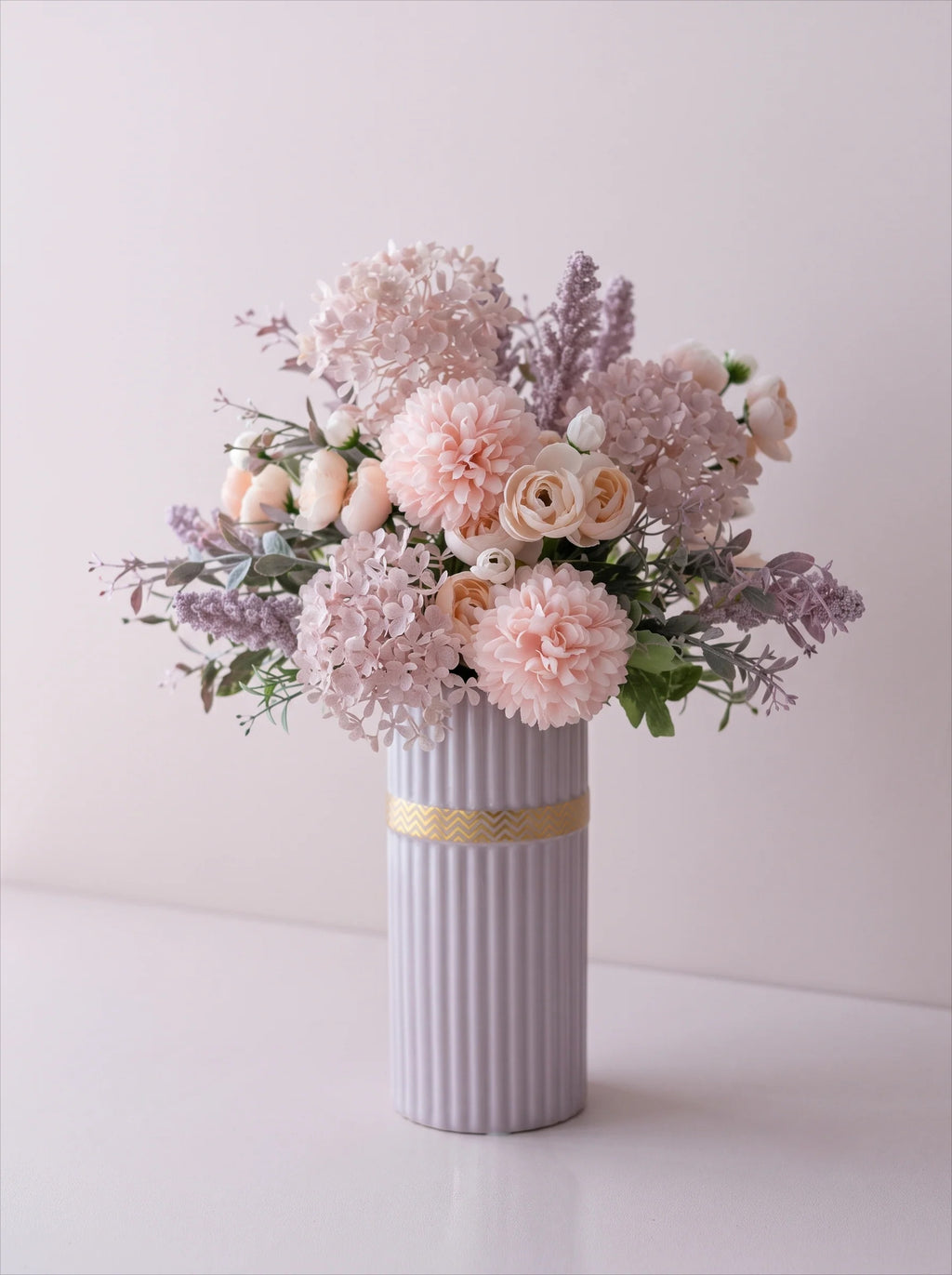 Ribbed Cylinder Vase - Pink