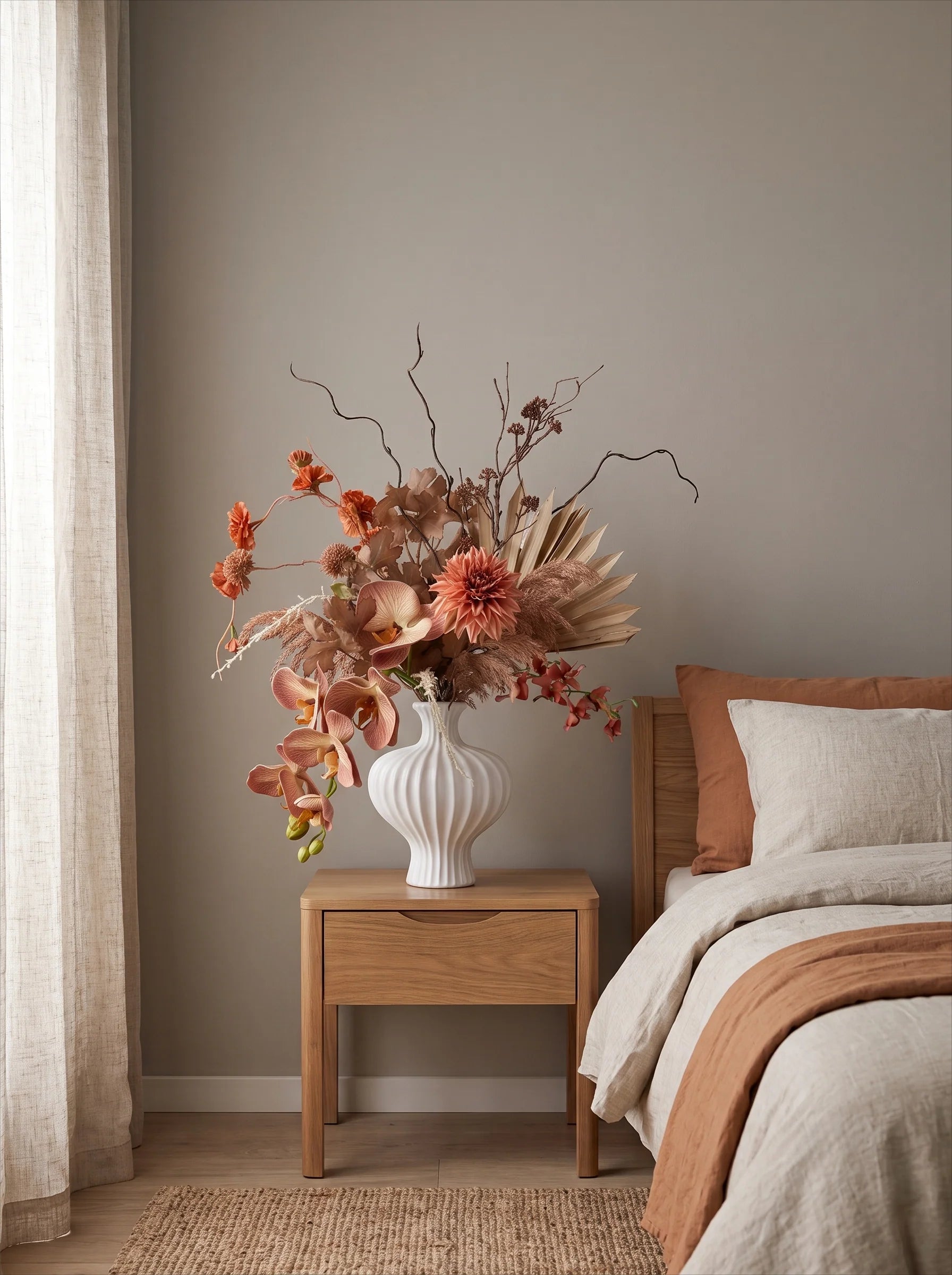 Vintage Terracotta Dried-Floral Faux Floral Arrangement