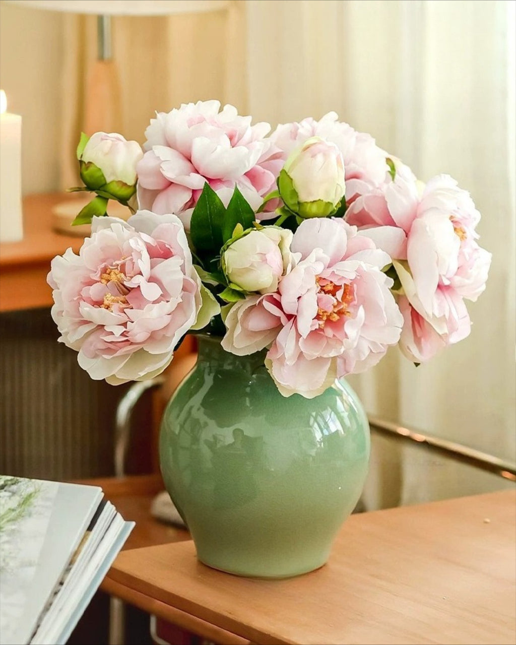Arrangement floral artificiel Fleur de Pivoine Blush