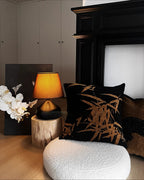 Nordic Retro Fabric Shade Table Lamp Matte Black Iron Base