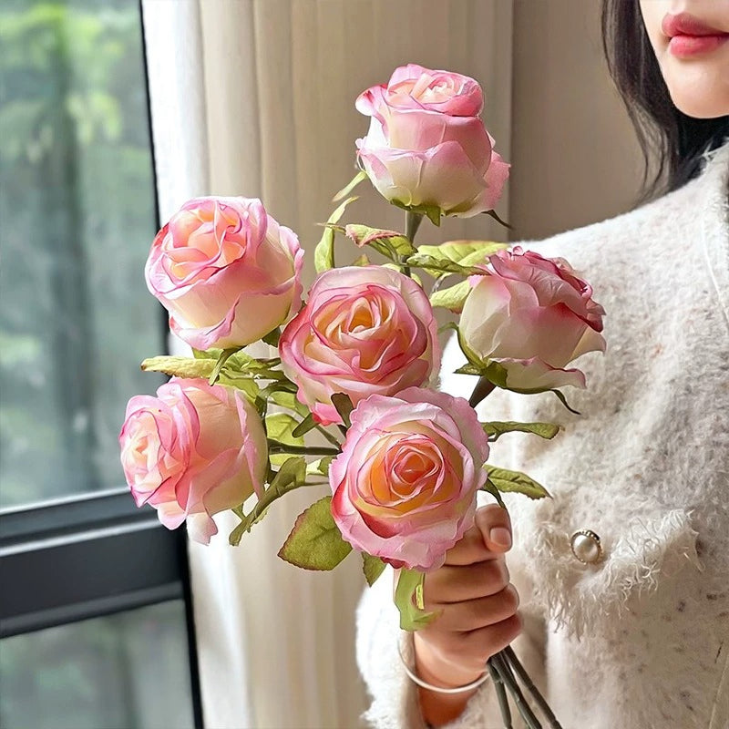 Gallery Style Blooming Velvet Rose Elegant Artificial Floral Arrangement