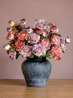 Vintage Hued Pink and Lavender Rose Faux Floral Arrangement