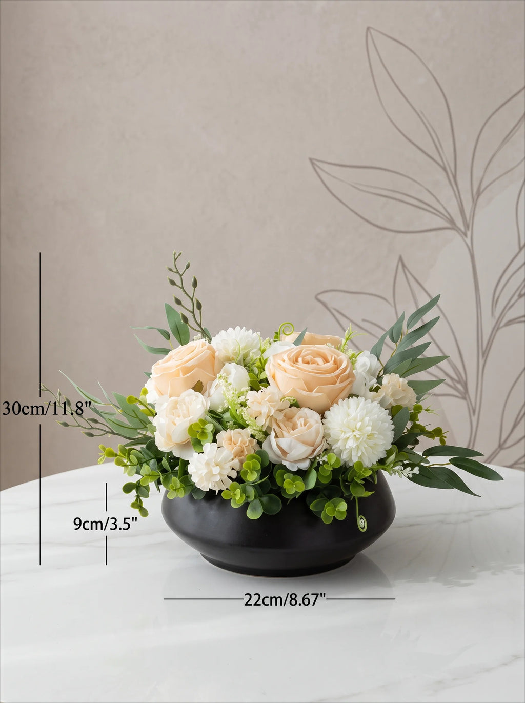 Luxury Nordic Fresh Champagne Rose Artificial Floral Arrangement