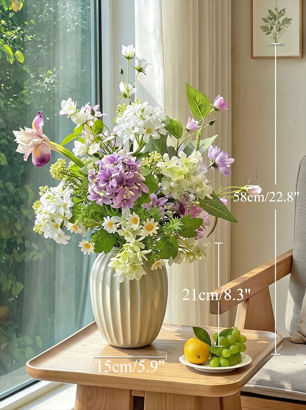 Romantic Purple and White Meadow Artificial Floral Arrangement