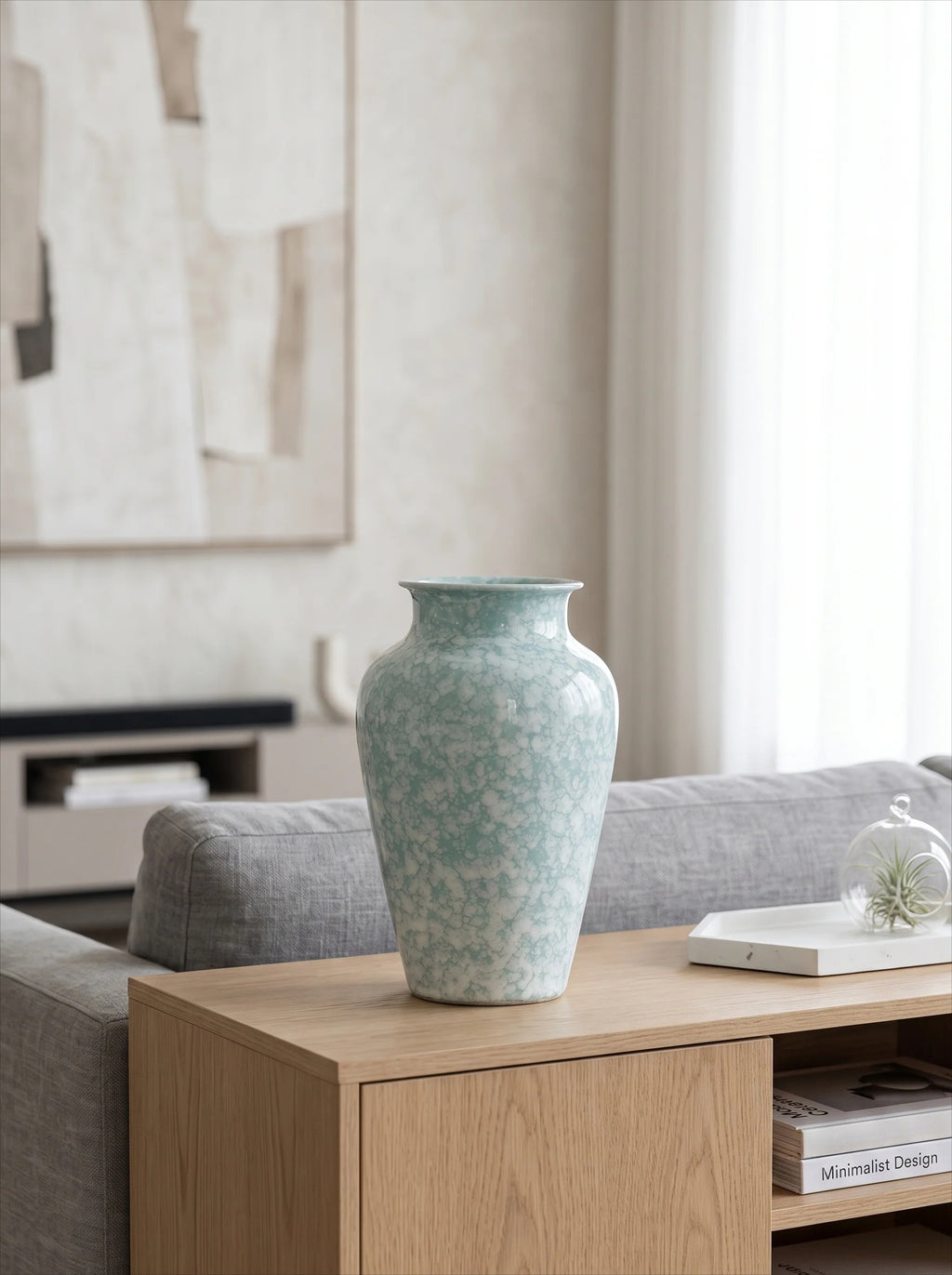 Modern Mint Snowflake Glaze Ceramic Vase