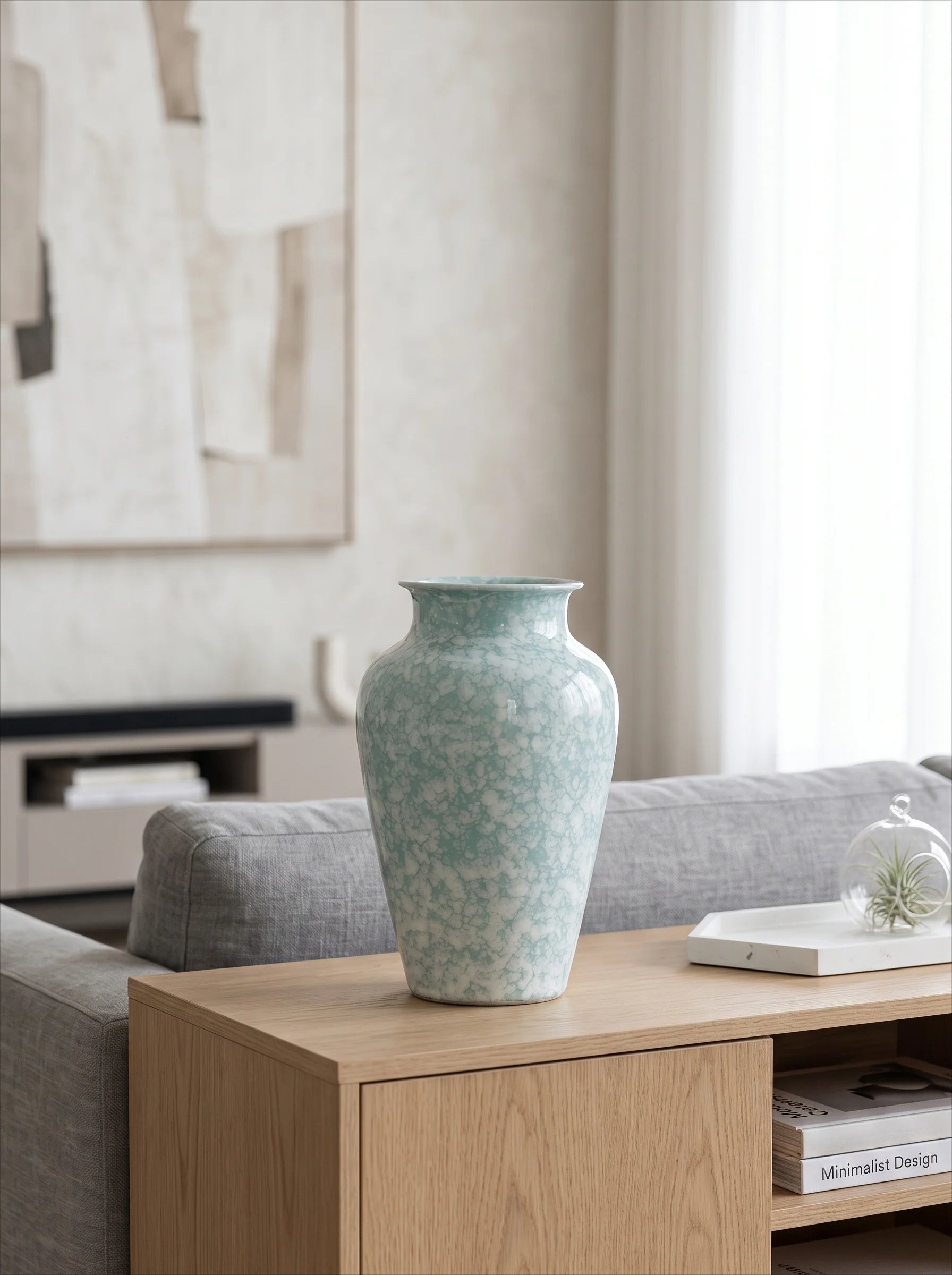Modern Mint Snowflake Glaze Ceramic Vase