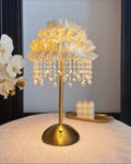 Luxury French Ruffled Satin Shade Table Lamp with Brushed Gold Base