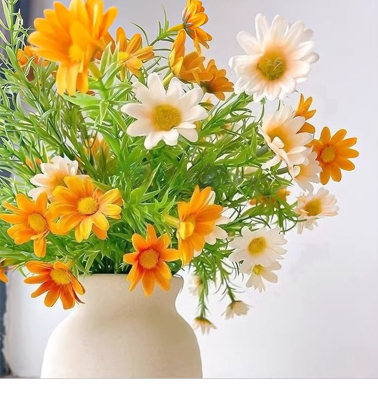 Composition florale fausse Marguerite coucher de soleil minimaliste pour table