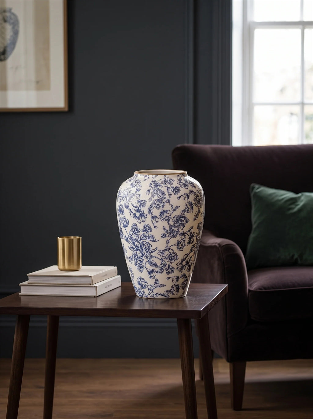 Classic Chinoiserie Blue Floral Ceramic Vase