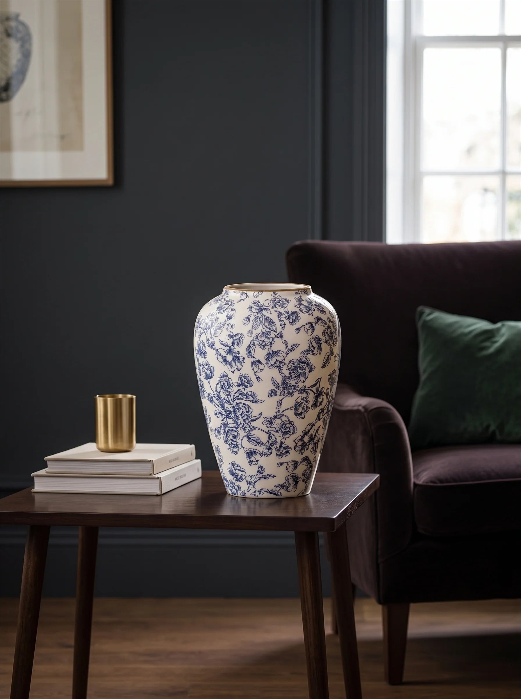 Classic Chinoiserie Blue Floral Ceramic Vase