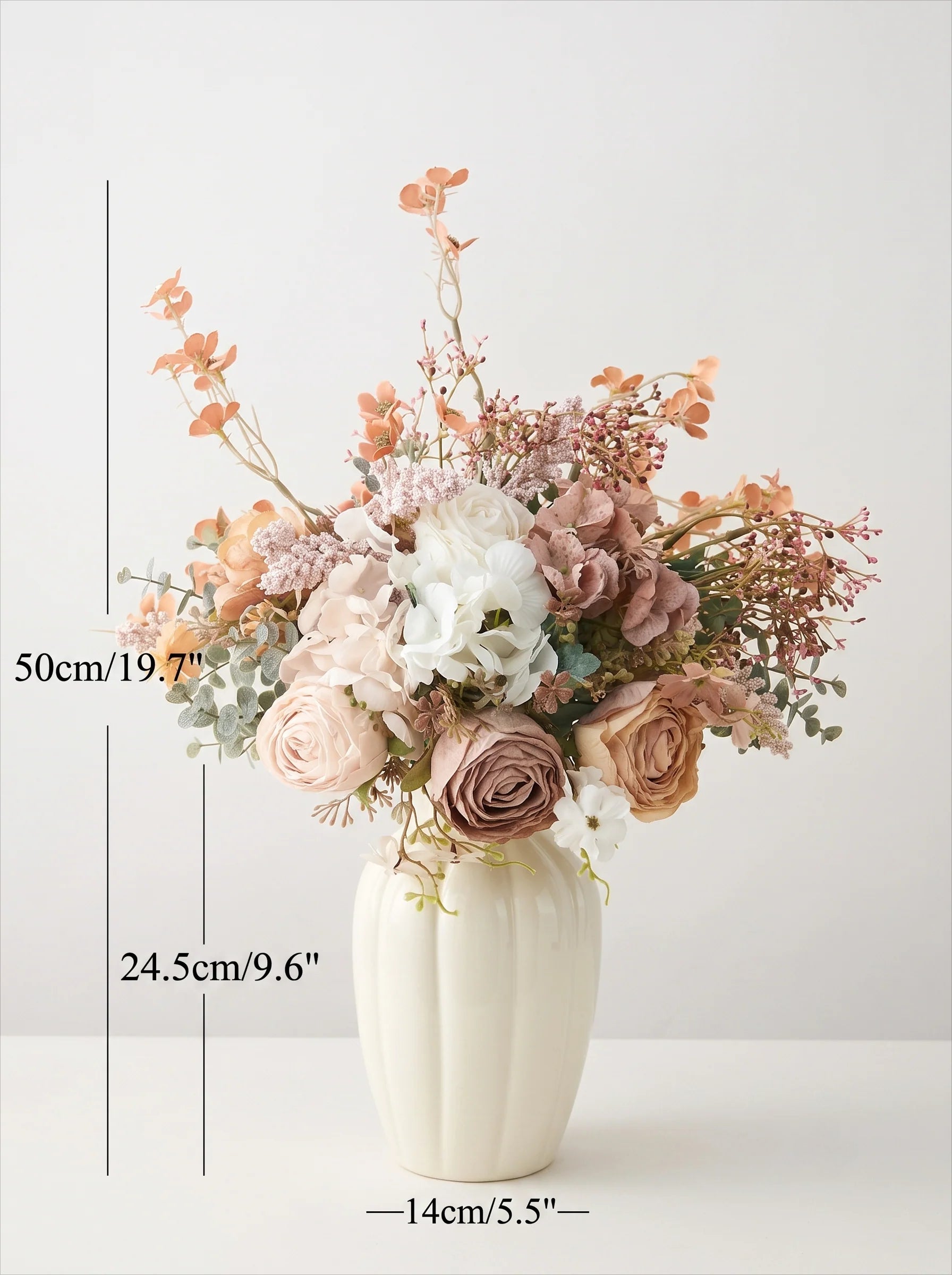 Vintage Oil-Painting Style Blush Rose Artificial Floral Arrangement