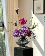 Arrangement floral artificiel Hortensia et Rose Violet Sombre
