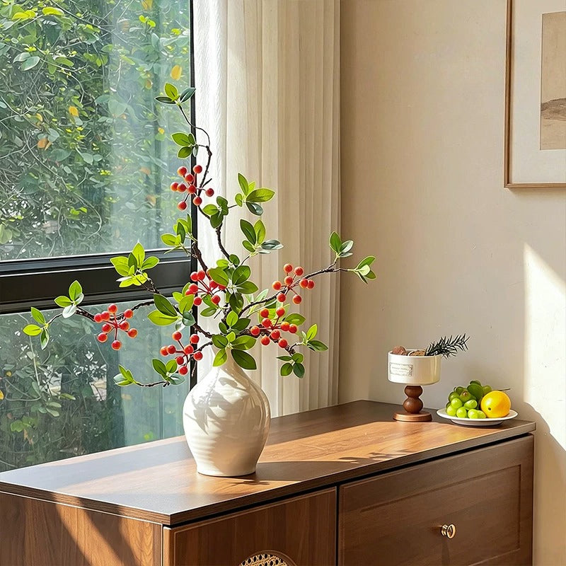 Elegant Zen Crabapple Berry Artificial Floral Arrangement