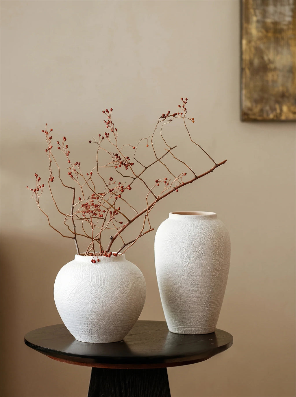 Modern Minimalist Textured Off-White Ceramic Vase