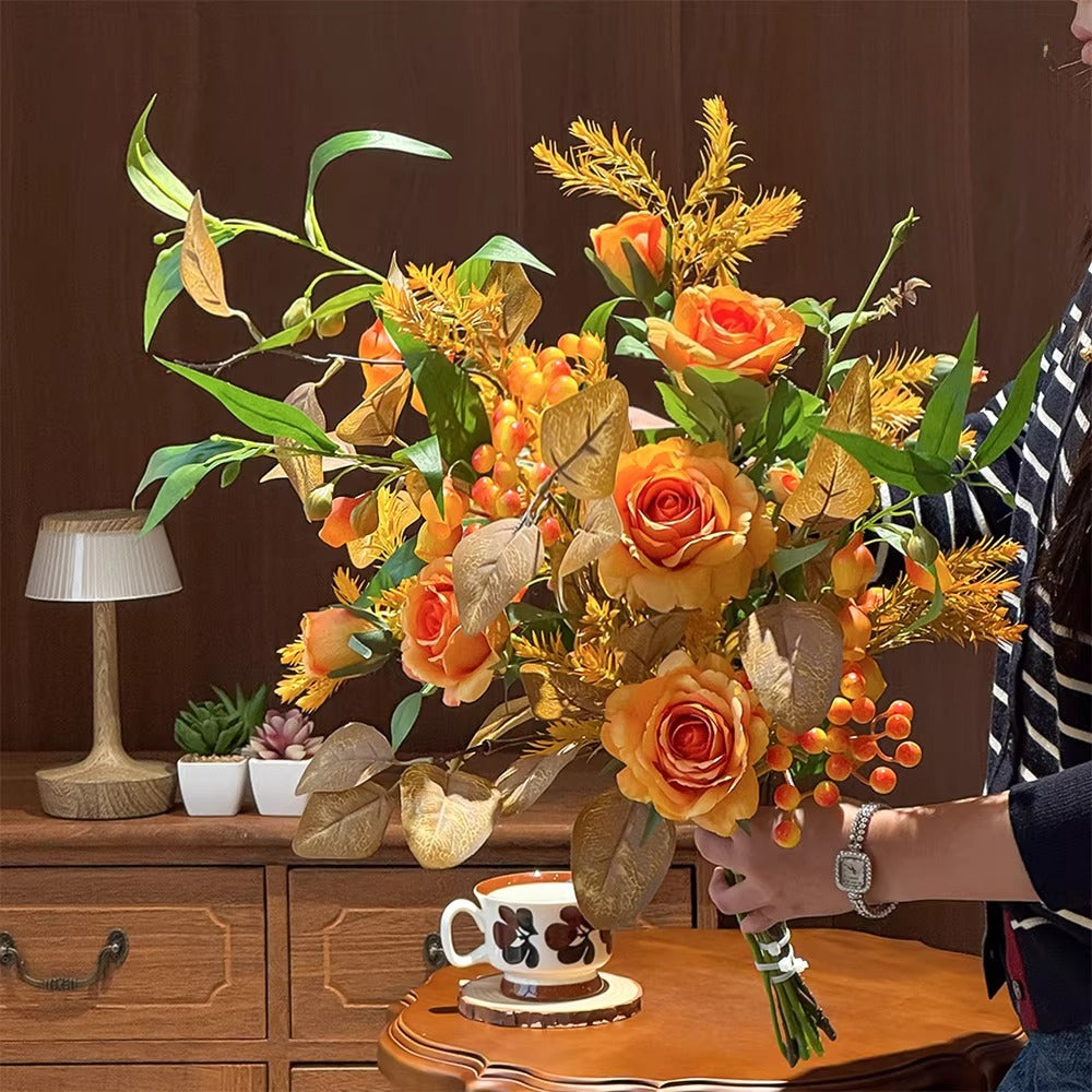 Ethereal Harvest Rose Ensemble konstgjord blomsterarrangemang