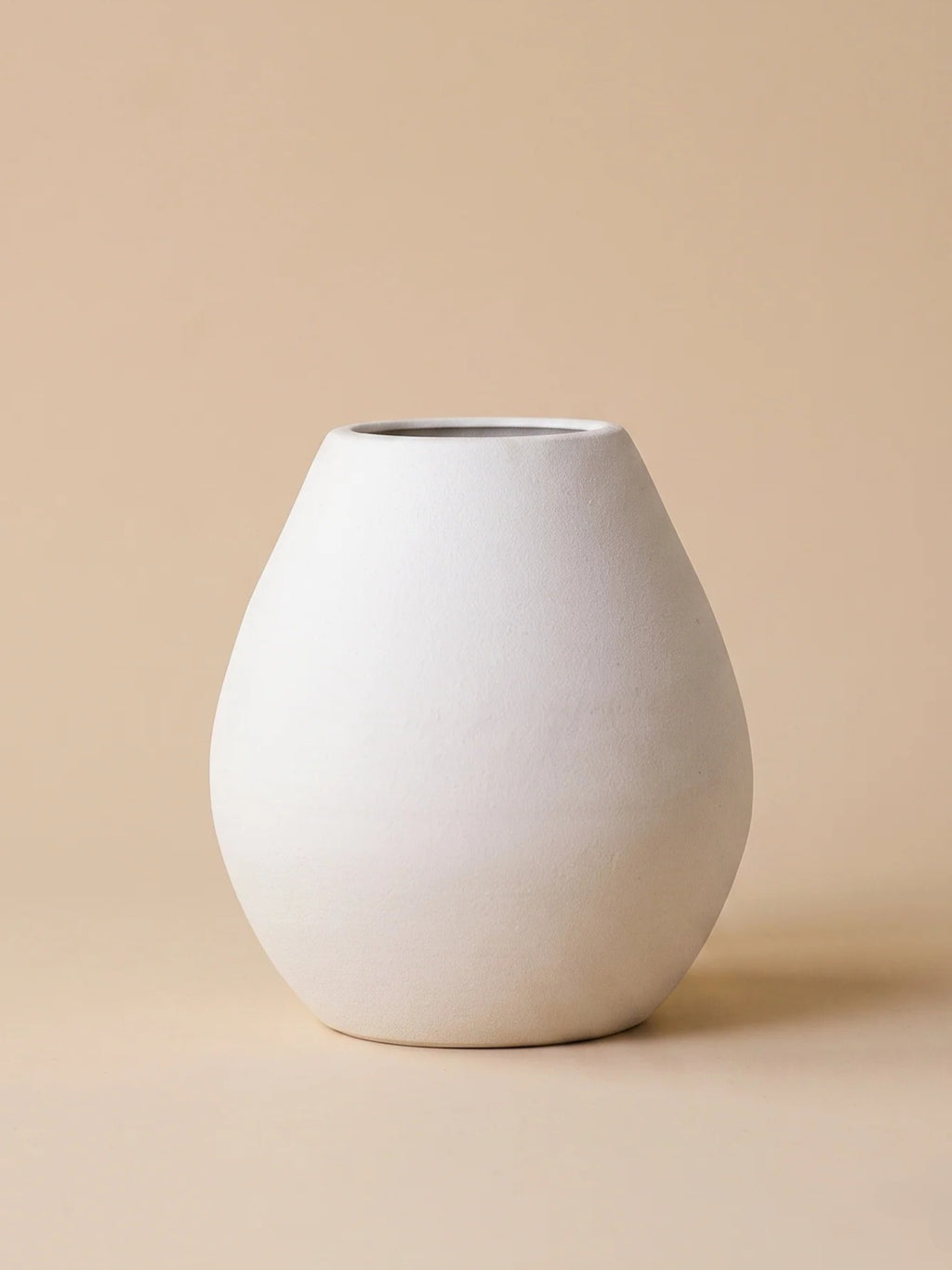 Minimalist Matte White Textured Ceramic Vase