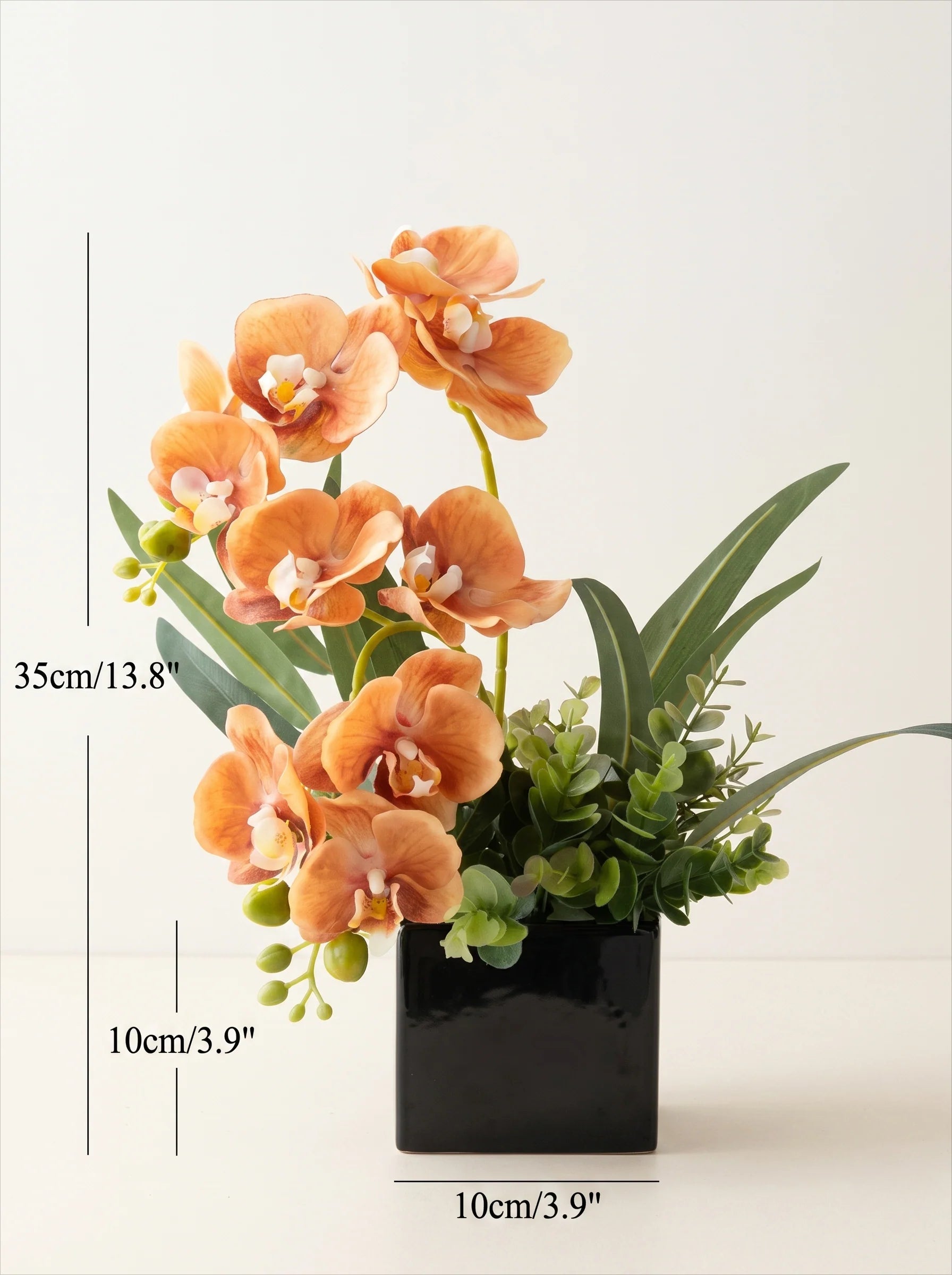 Modern Minimalist Vibrant Sunset Orchid Artificial Floral Arrangement