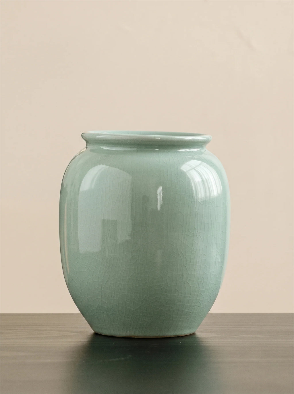 Artisan Sage Green Crackle Ceramic Vase
