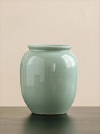 Artisan Sage Green Crackle Ceramic Vase