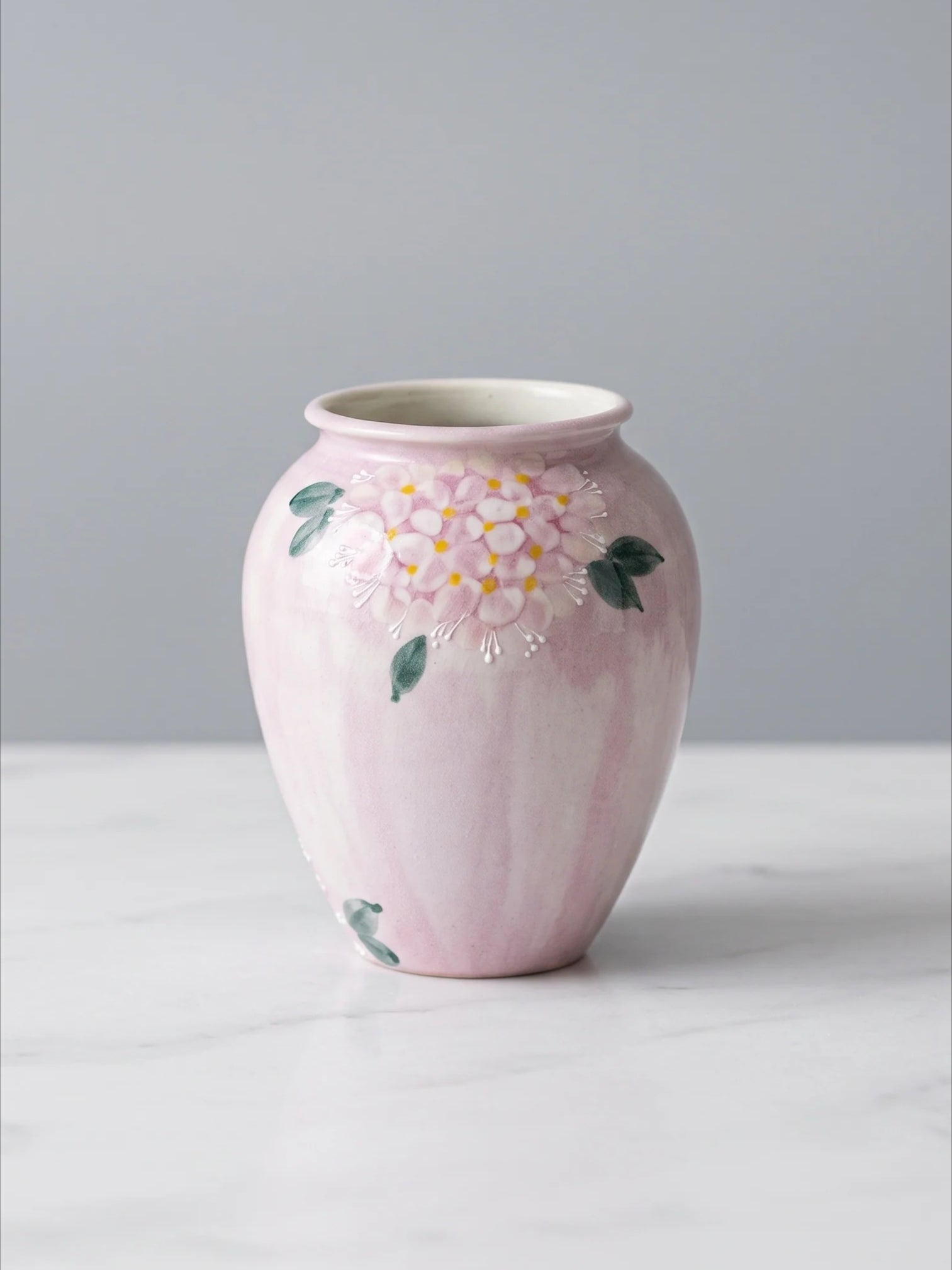 Hand-painted Soft Lilac Hydrangea Ceramic Vase