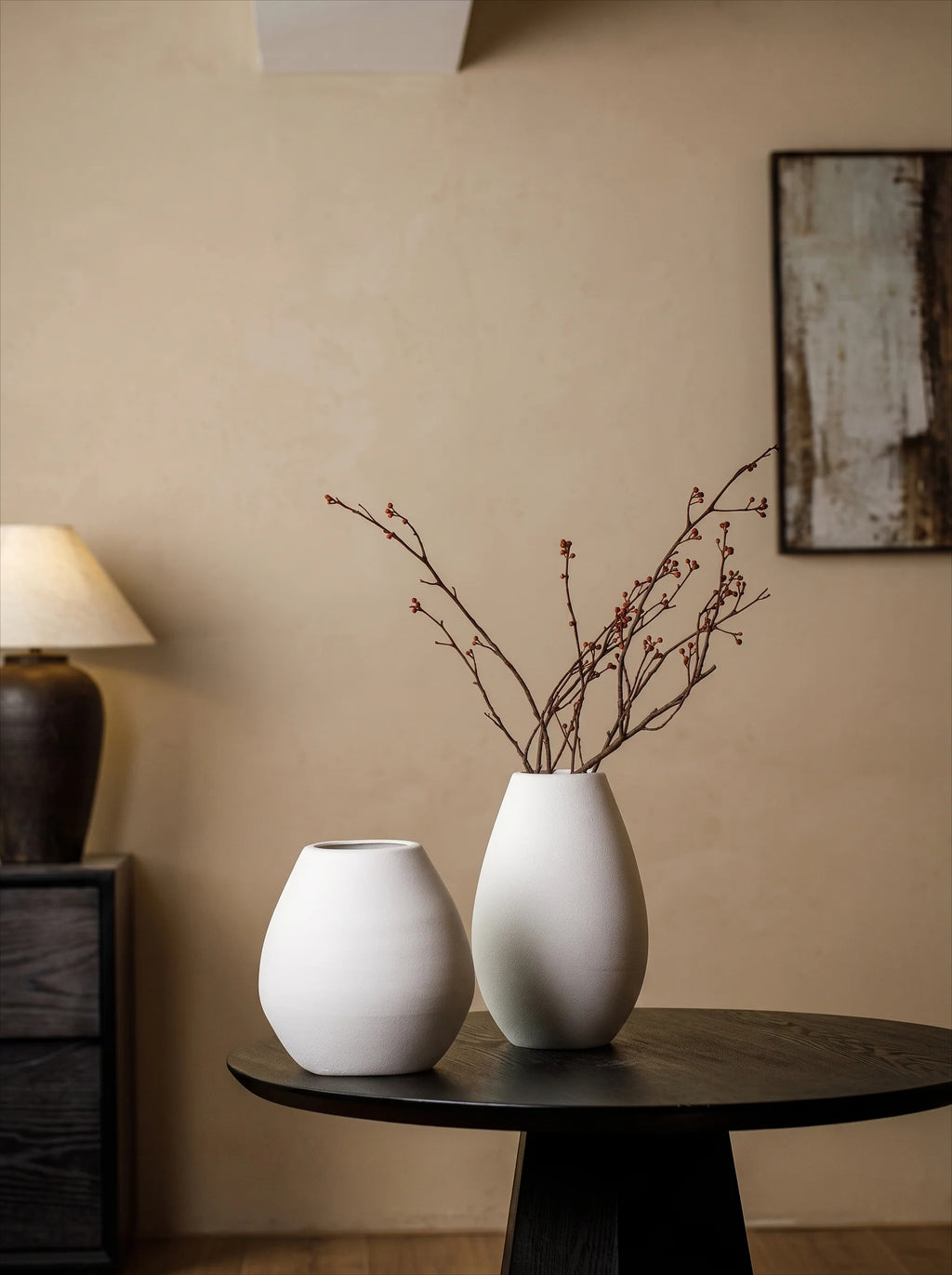 Minimalist Matte White Textured Ceramic Vase
