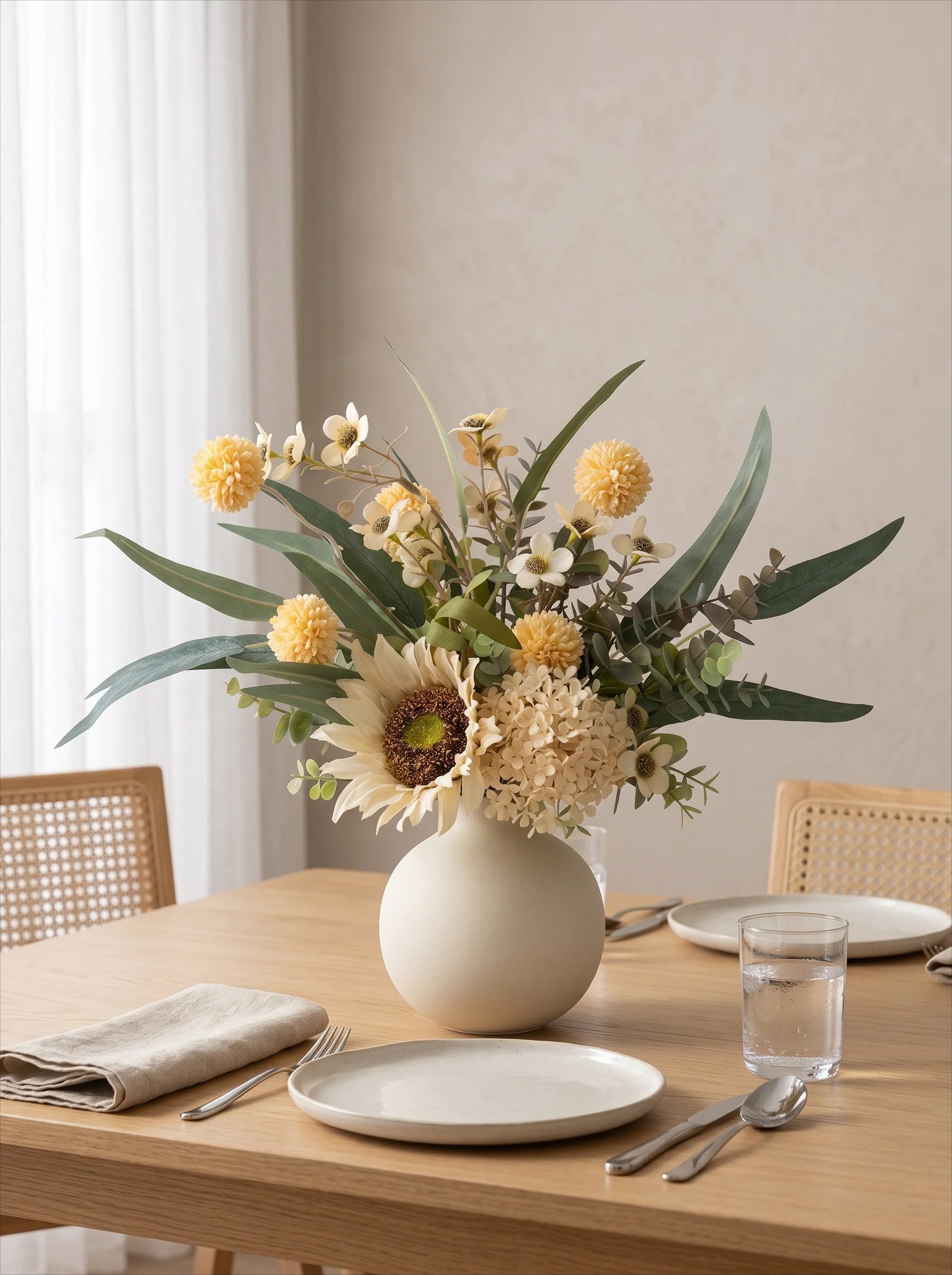 Rustic Charm Artificial Floral Arrangement - Creamy Hues