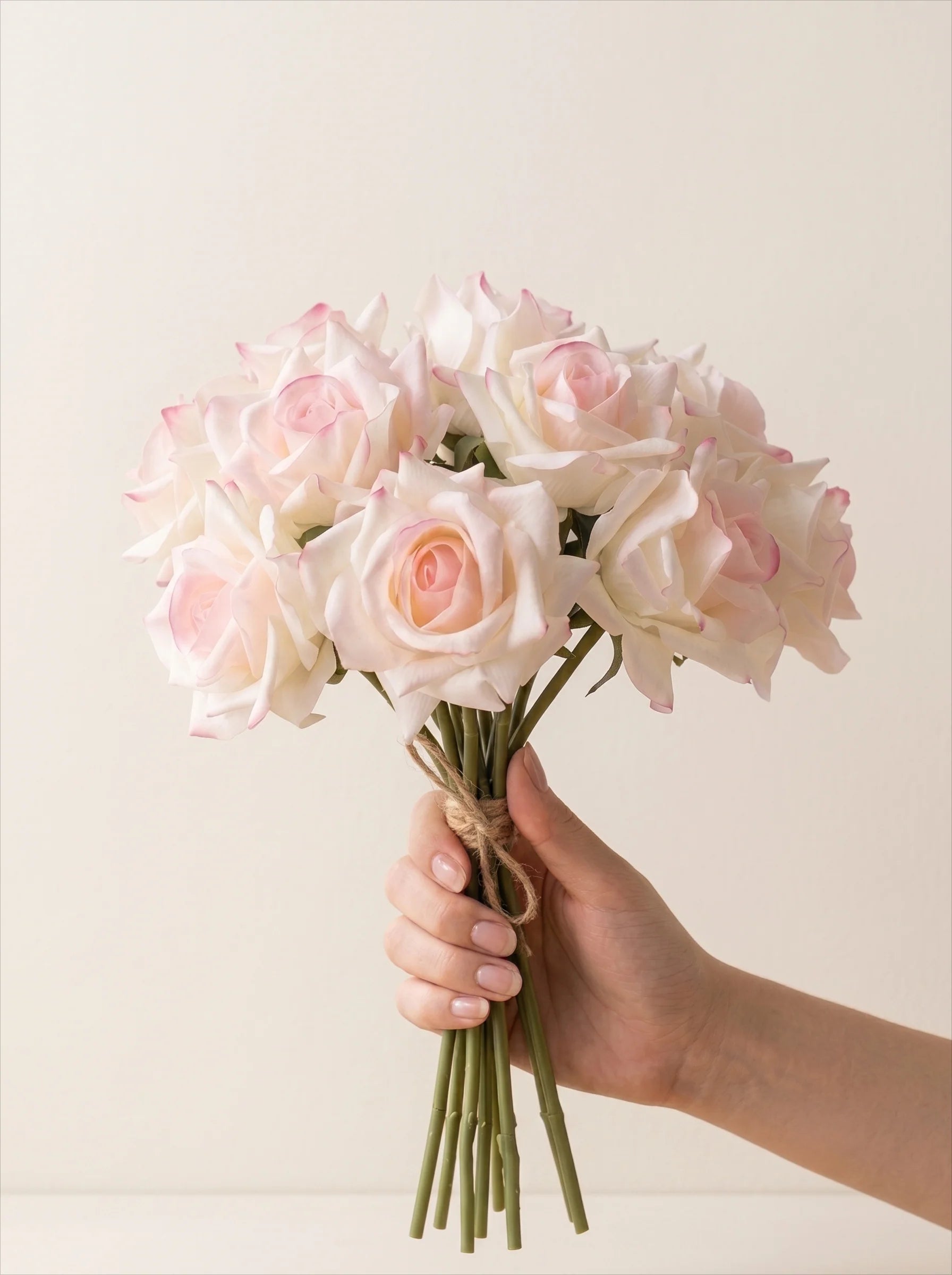 Kunstrose Bouquet - Pink Rand (10 Stiele / 10 Rosen)