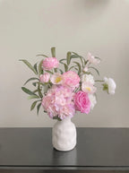 Blush Woodland Rose & Hydrangea Faux Floral Arrangement