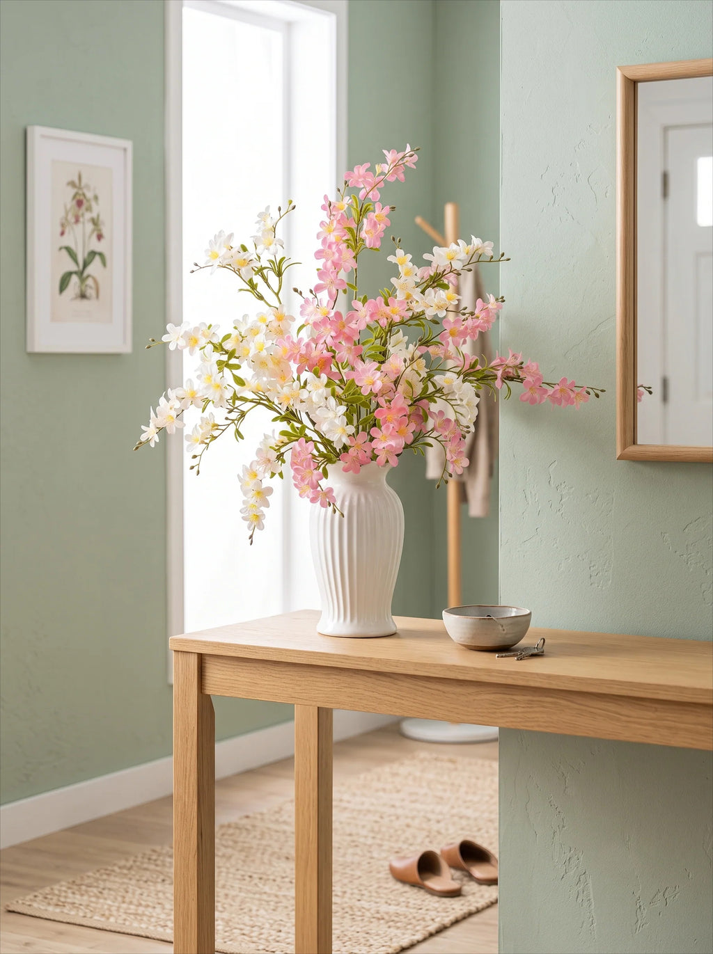 Blush & Ivory Forsythia Elegance Artisan Faux Floral Arrangement