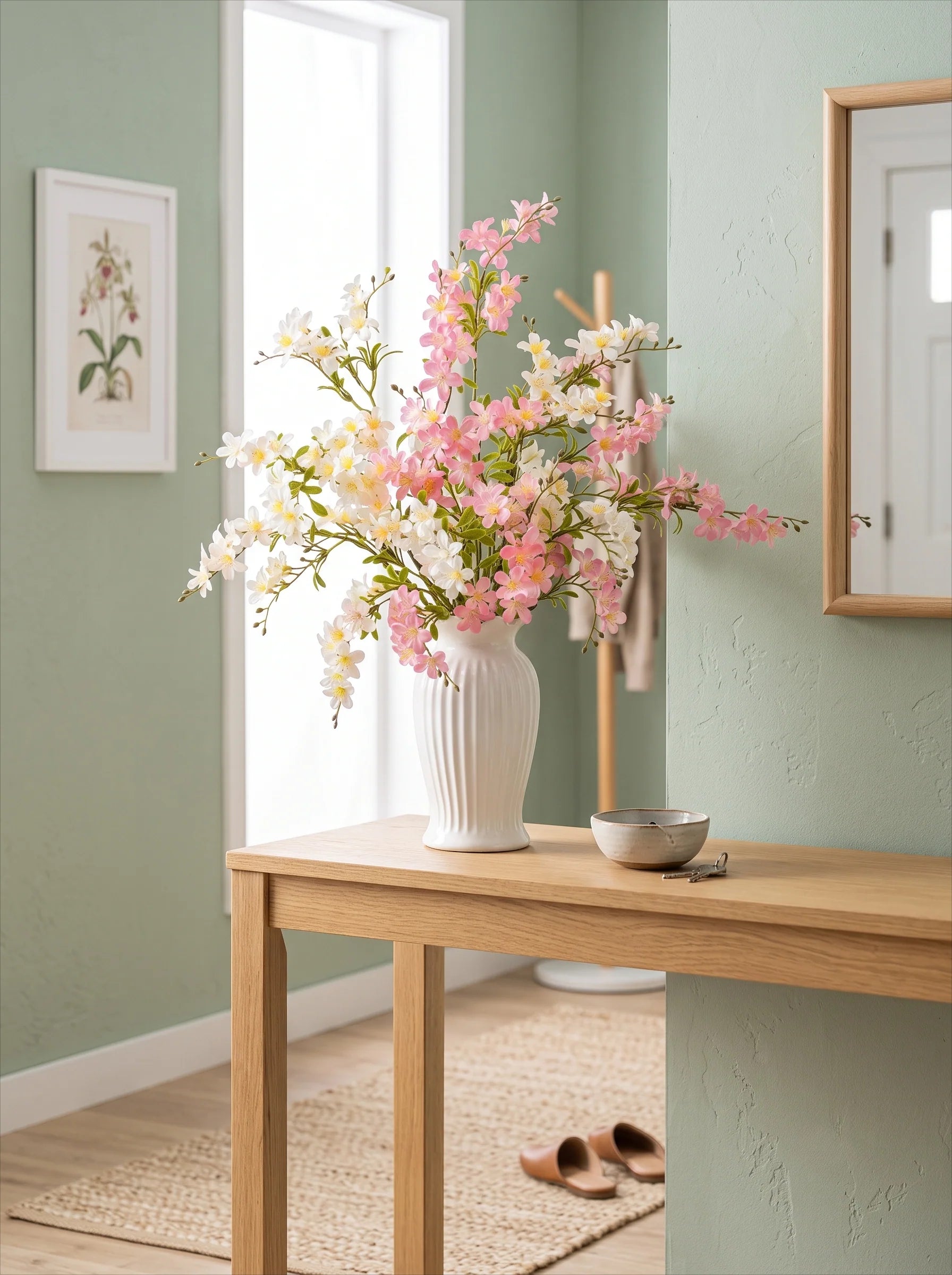 Blush & Ivory Forsythia Elegance Artisan Faux Floral Arrangement