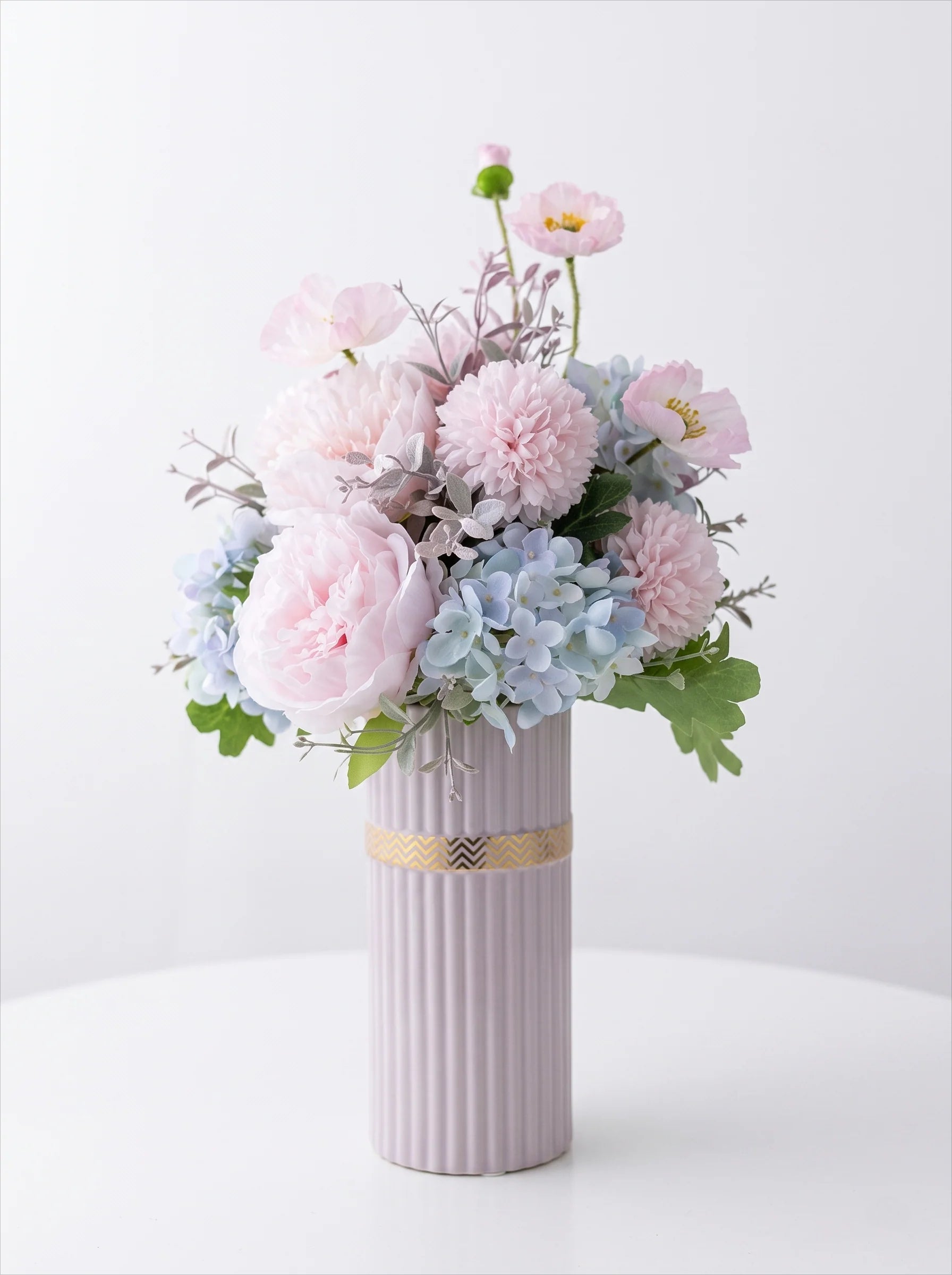 Nordic Romantic Spring Peony & Hydrangea Artificial Floral Arrangement