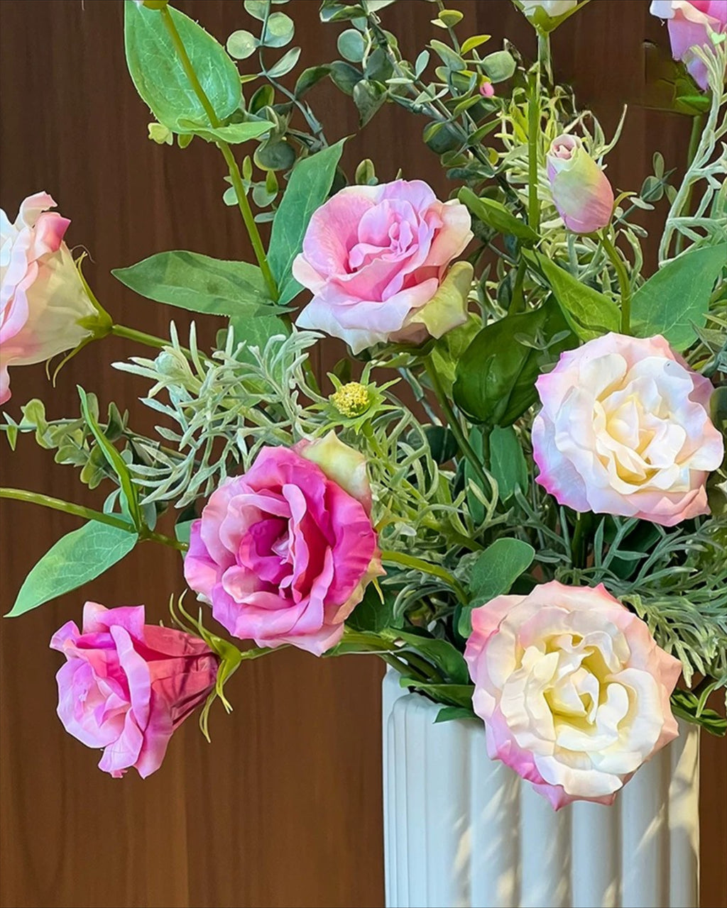 Arrangement floral artificiel Lisianthus Rose Doux