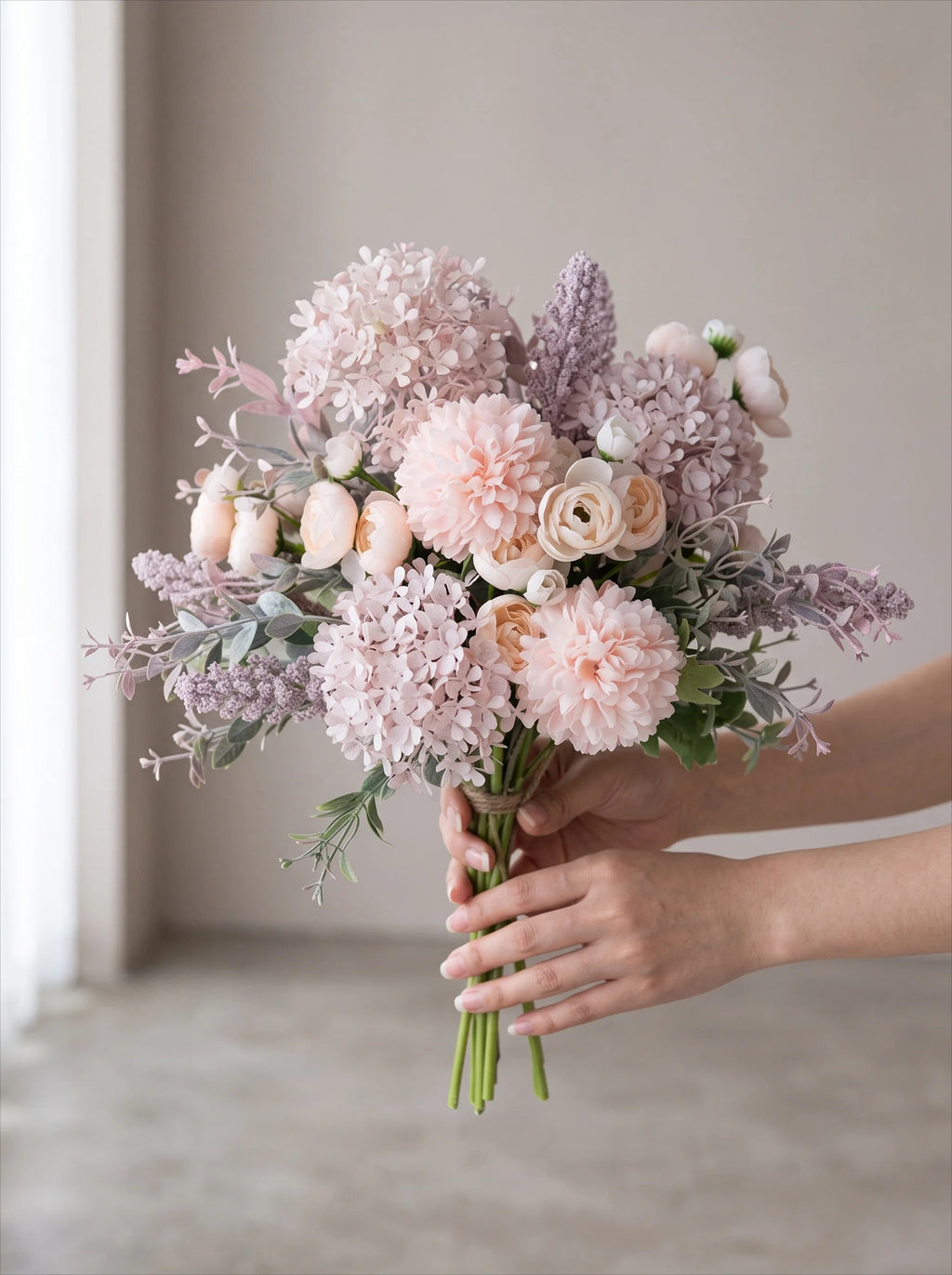 Faux Floral Arrangement - Pink & Purple Mixed Blooms