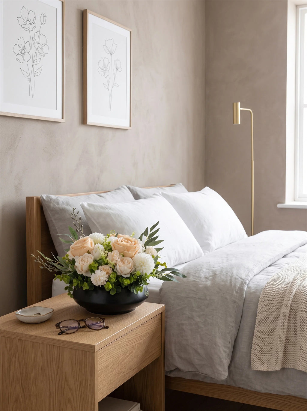 Luxury Nordic Fresh Champagne Rose Artificial Floral Arrangement