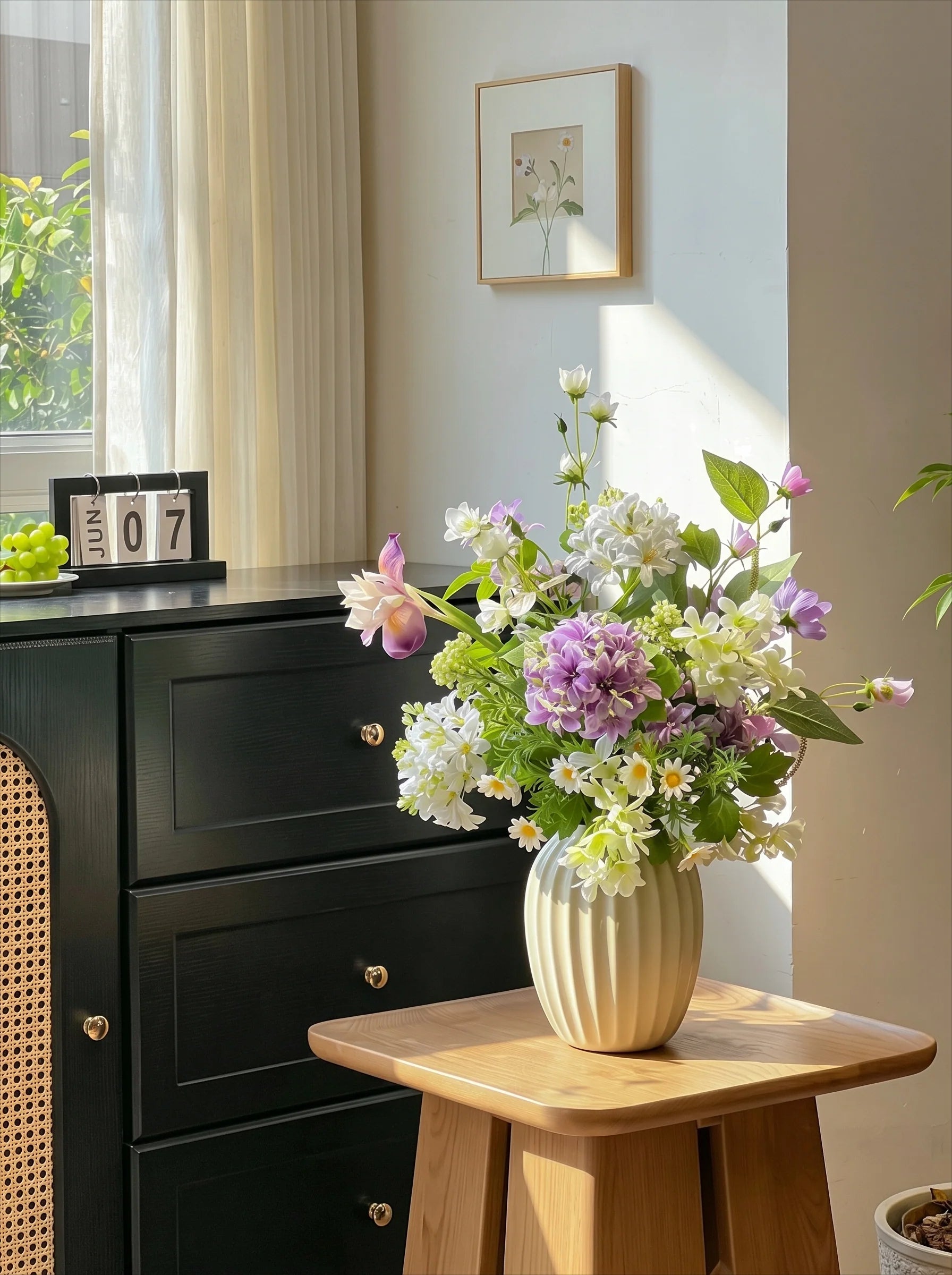 Romantic Purple and White Meadow Artificial Floral Arrangement