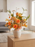Arrangement floral artificiel Rose Ambre d’Automne Vintage et Baies