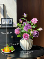 French Romantic Vintage Purple Rose Artificial Floral Arrangement