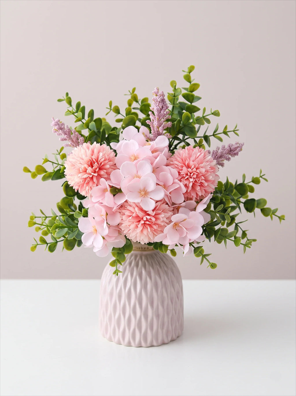 Fresh Meadow Pink Spherical Mum & Greenery Artificial Floral Arrangement