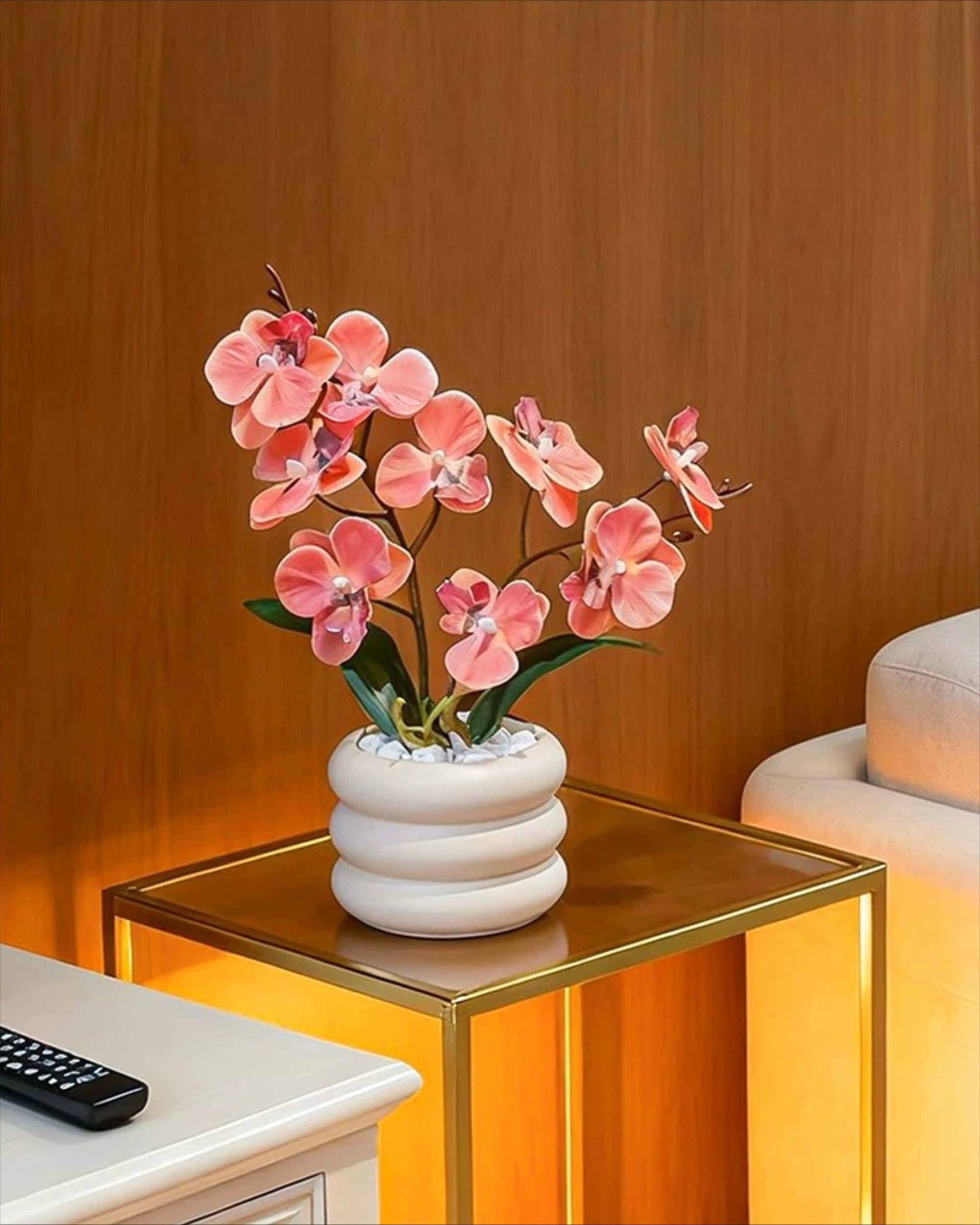 Arrangement floral artificiel Phalaenopsis Corail Rose Doux