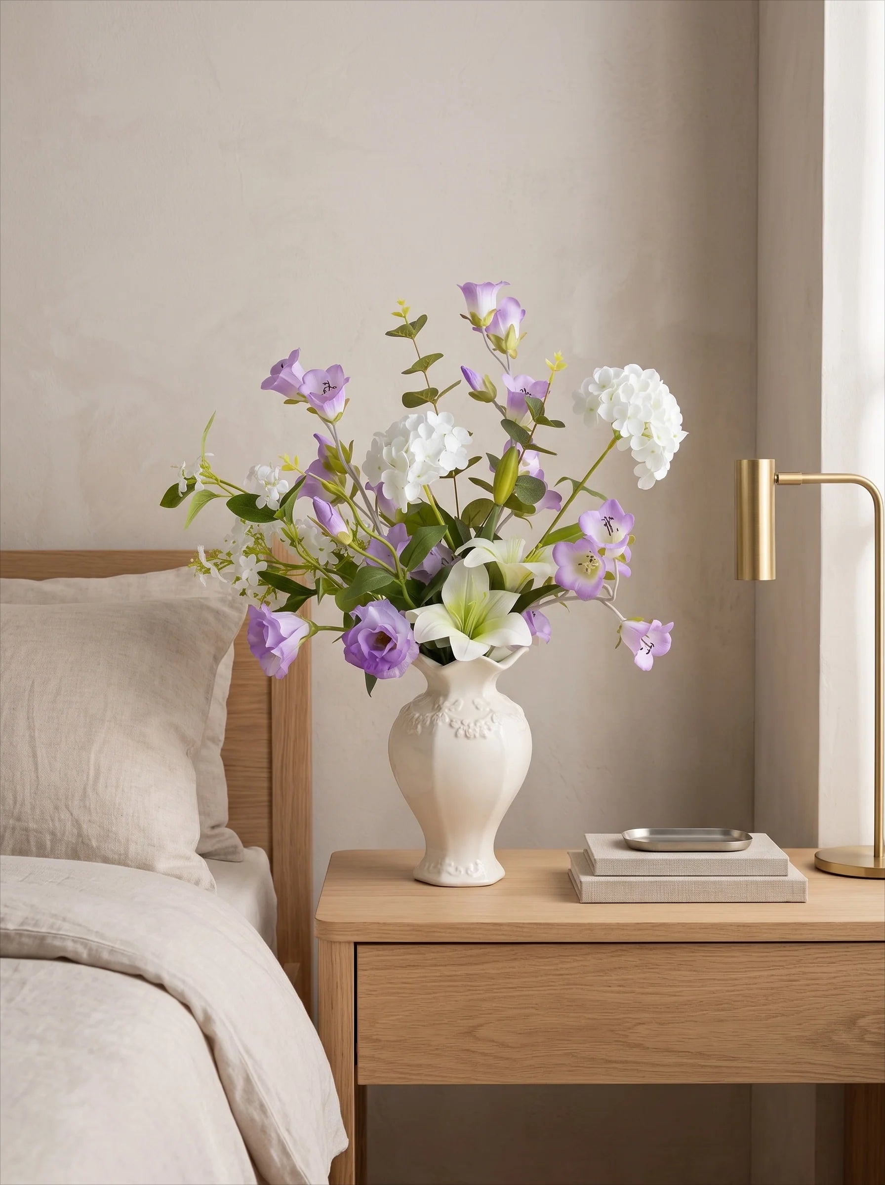 Serene Lavender Blossom Tabletop Faux Floral Arrangement