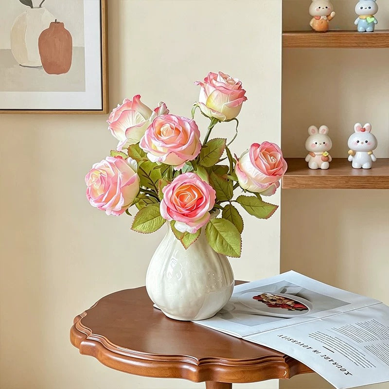 Gallery Style Blooming Velvet Rose Elegant Artificial Floral Arrangement
