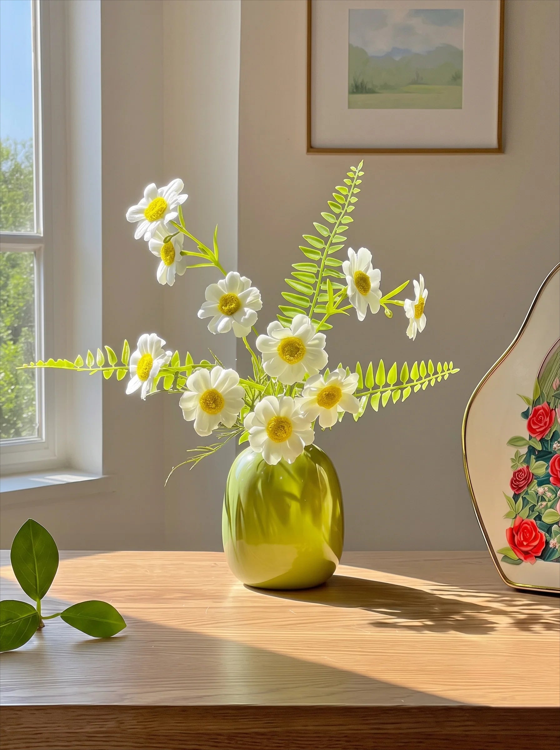 Sunlit Daisy Fern Faux Floral Arrangement